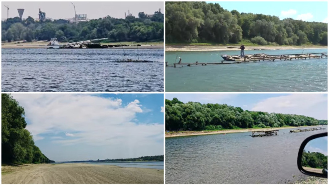 Video Dunărea scade periculos. Imagini spectaculoase cu epave germane din Al Doilea Război Mondial, care ies la suprafață pe cursul fluviului