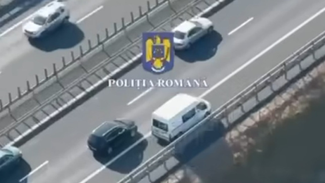„Și uite așa o să te vadă toată lumea”. Ce a pățit șoferul unei dube, filmat din elicopter pe banda de urgență