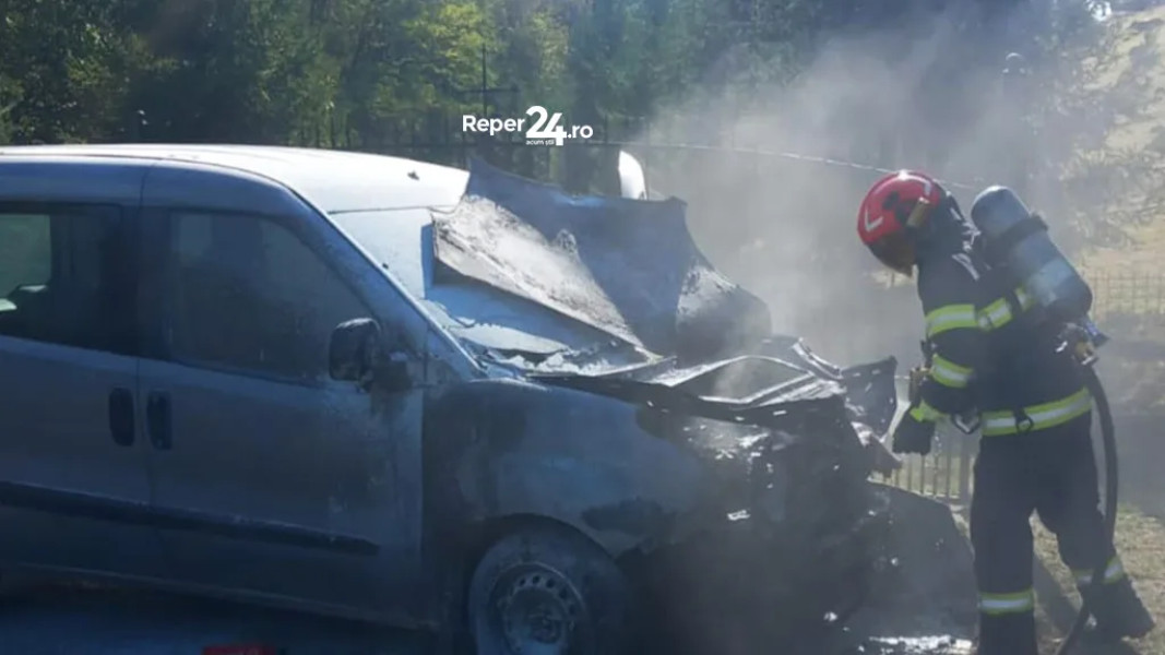 Incendiu la un autoturism pe Drumul Național 58 între Soceni și Brebu